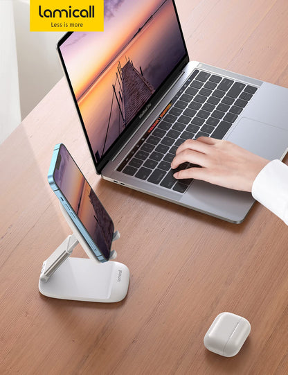 Lamicall White Cellphone Stand, Xmax Gift for Men Women Mother Father Girls Boys Coworkers, Desk Accessories, Telephone Stands, Workspace Organizersf, Gifts for Christmas