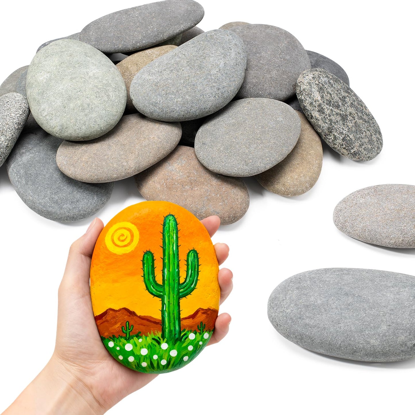 Simetufy 25 Pcs Large Rocks for Painting, 4-5 Inch River Rocks Painting Stones Smooth Flat Rocks for Painting, Natural Rocks to Paint for Arts DIY Crafts Kids Painting