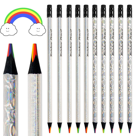ThEast Valentines Day Gifts for Kids, 30 Rainbow Pencils Party Favors, Easter Basket Stuffers Essentials for Teens, 4 in 1 Colored Pencils for Kids, Goodie Bags Stuffers