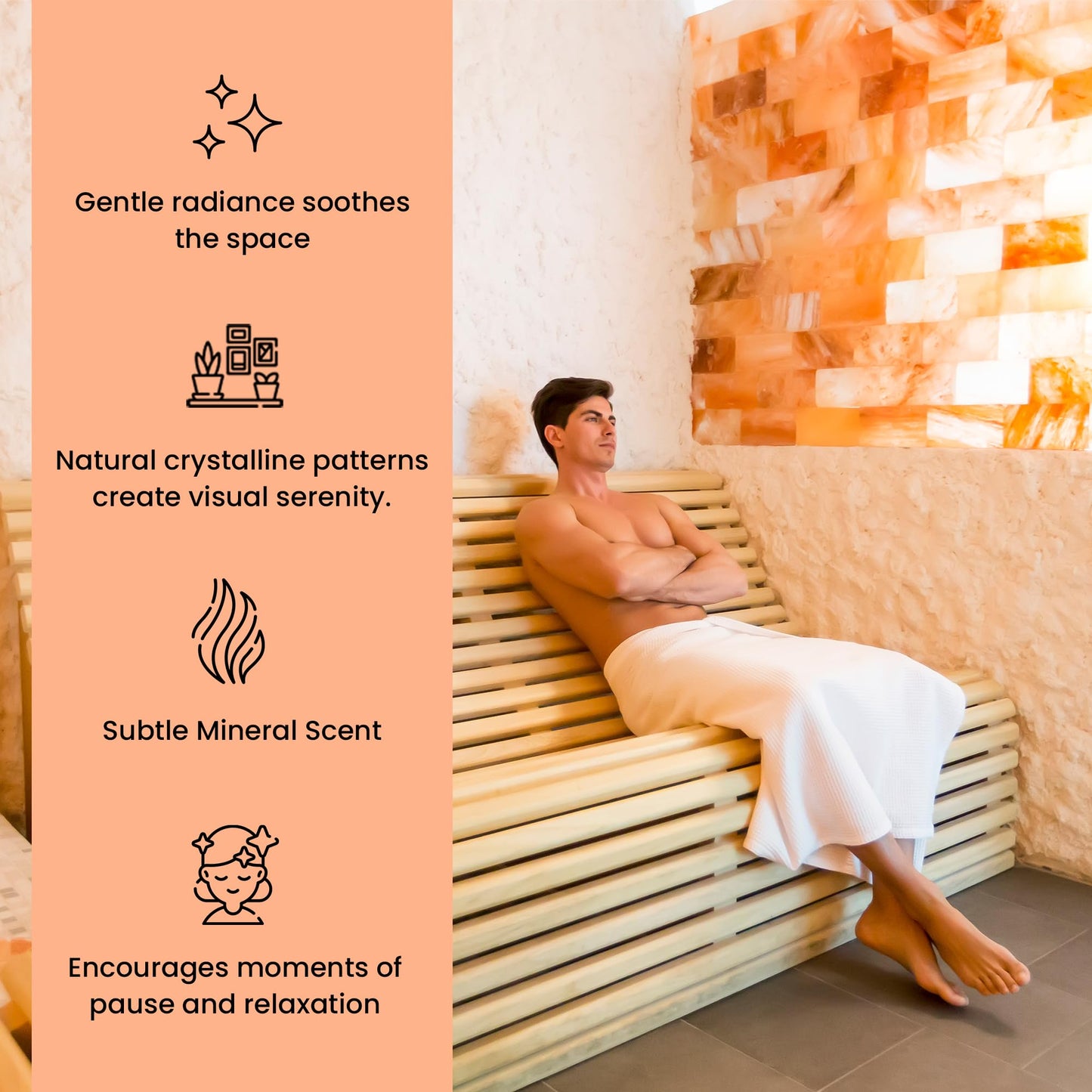 POHS Himalayan Pink Salt Tiles 8’’x4’’x1’’ Pack of 4 for Home Sauna, Spa and Salt Wall Block for Home décor,2.75 lbs Each Tile