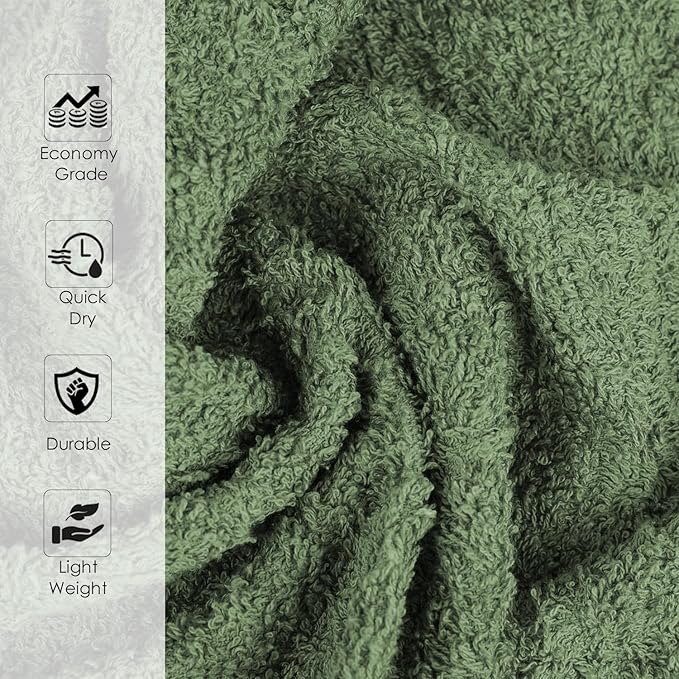 24 Pack Green Hand Towel 100% Cotton Spa Towel – 16x26 inches Highly Absorbable