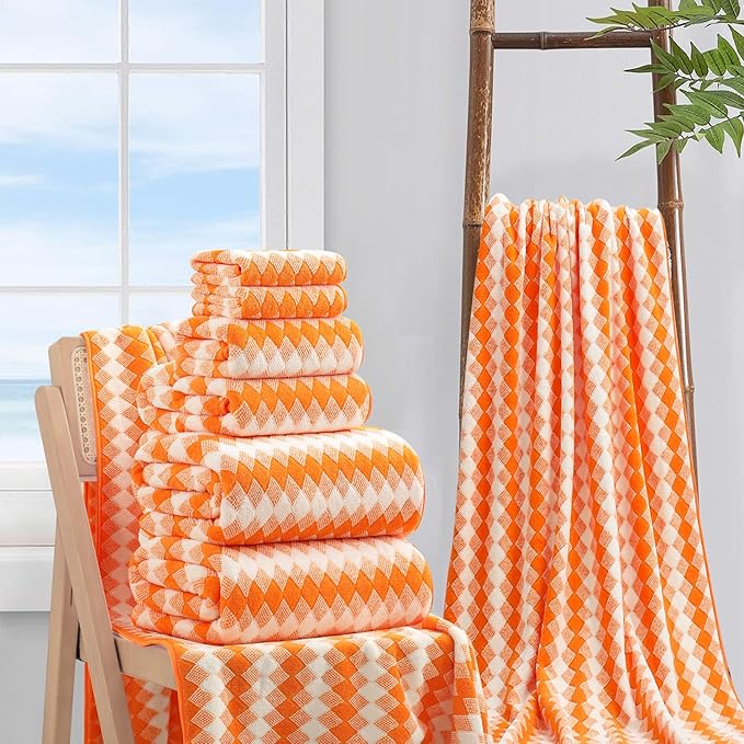 8 Piece Bathroom Towel Set |2 Oversized Bath Towels, 2 Hand Towels, 4
