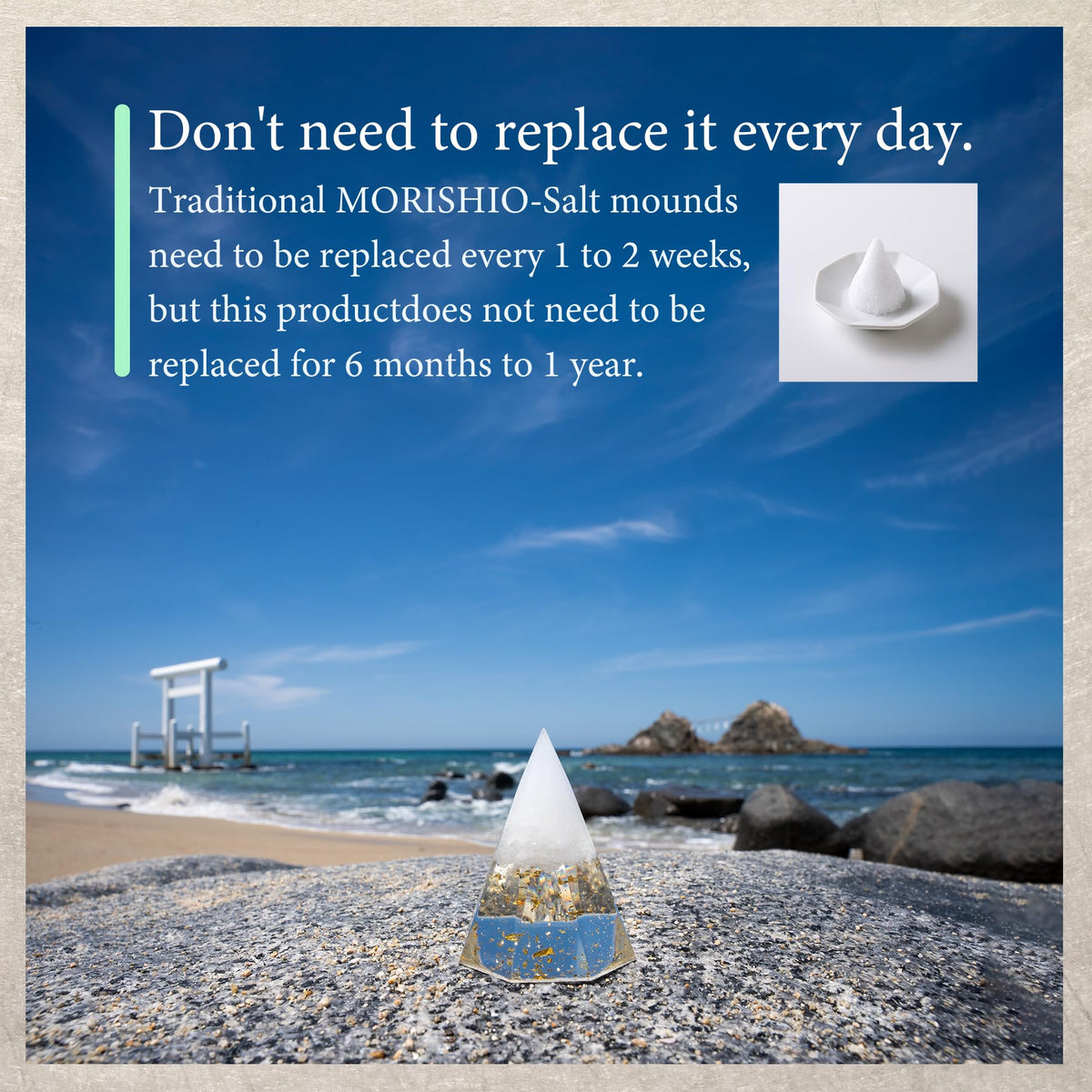 MORISHIO Japanese Orgone Pyramid, Salt purification zen lucky ornaments (Brilliant)