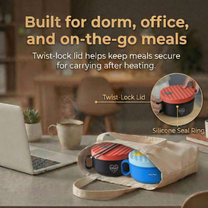 AI LOVE PEACE Ramen Bowls, 40 oz Large Microwavable Noodle Bowls (1 Blue, 1 Red) with Chopsticks, Sporks, and Utensil Bag, Portable Microwave Bowl for Home, Office, Dorm, or College Gift.