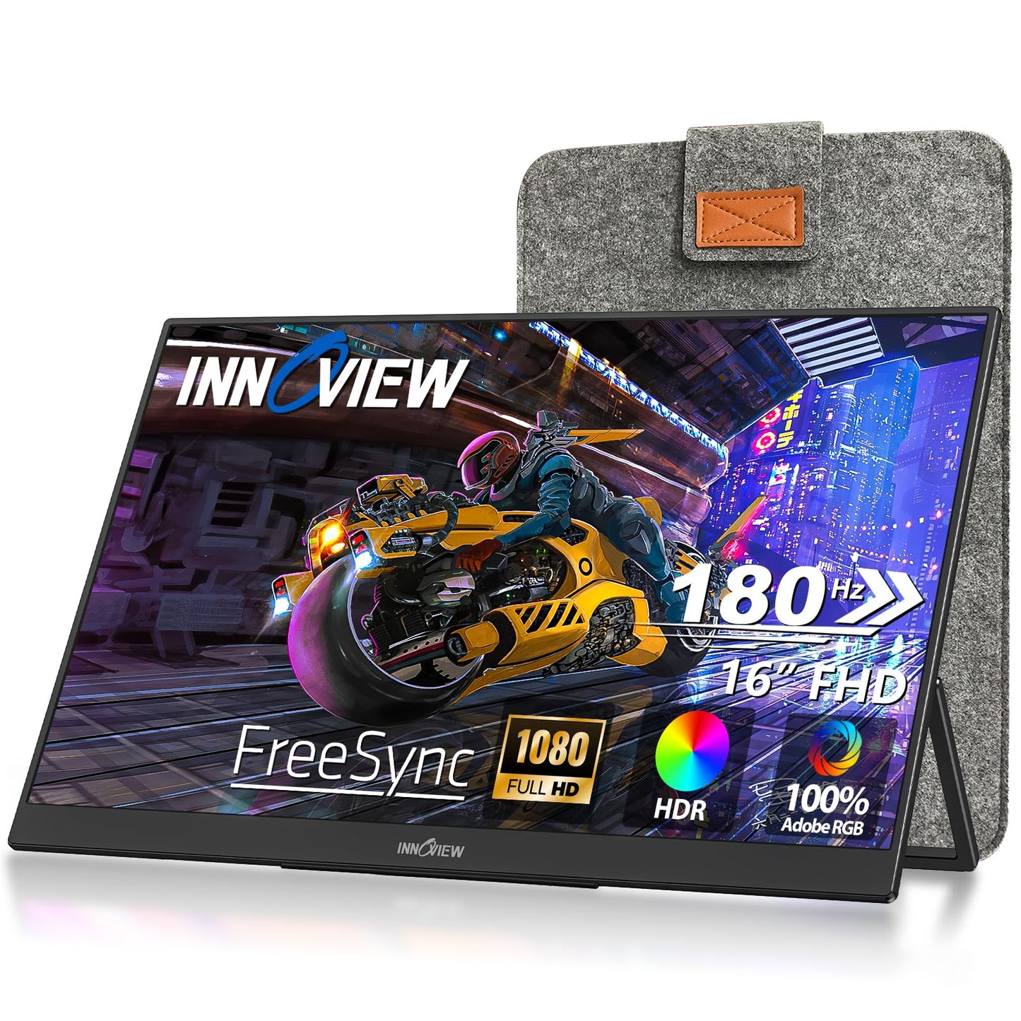 InnoView Portable Monitor 18.5 inch 100HZ 120% sRGB, 1080P FHD IPS Large Portable Monitors for Laptop USB C HDMI HDR Travel Monitor with Kickstand Mac PC Xbox PS4/5 Switch