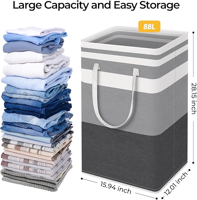 HomeHacks Large Laundry Basket, Waterproof, Freestanding Laundry Hamper