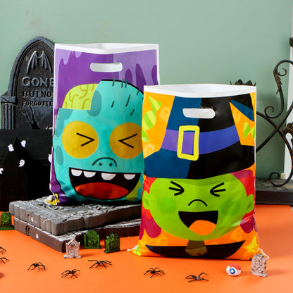 JOYIN 72 Pcs Halloween Goodie Bags with 6 Designed Characters, Trick or Treating Plastic Treat Bags for Kids Party Favors, Treats Party Supplies