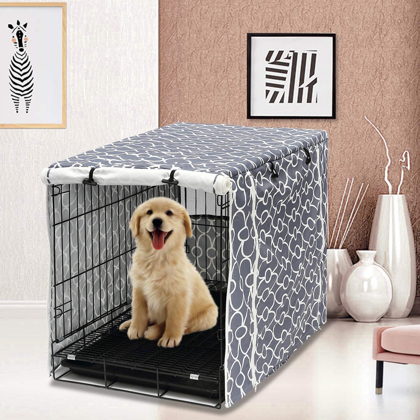 Dog Crate Cover Durable Polyester Pet Kennel Cover Universal Fit for Wire Dog Crate - Fits Most inch Dog Crates - Cover only-Gray-30