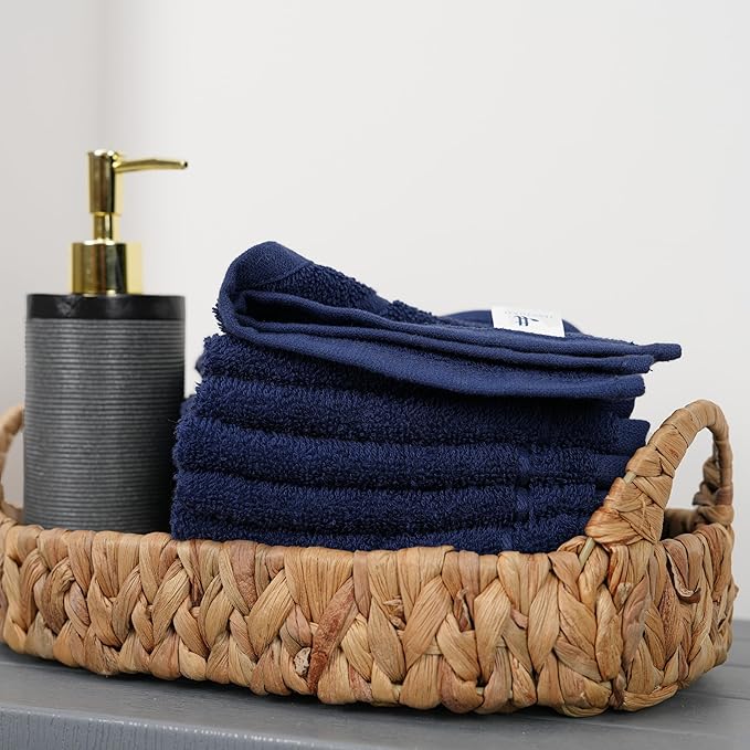 Tens Towels Pack of 12 Washcloths, 12 x 12 Inches, Lighter Weight, Quick to Dry
