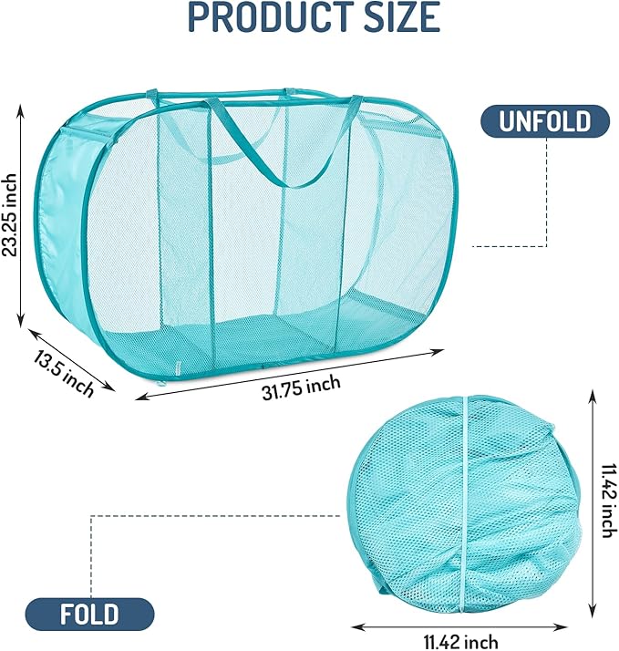 Seiritex Mesh Popup Laundry Hamper 3 Compartment Sortable Horizontal
