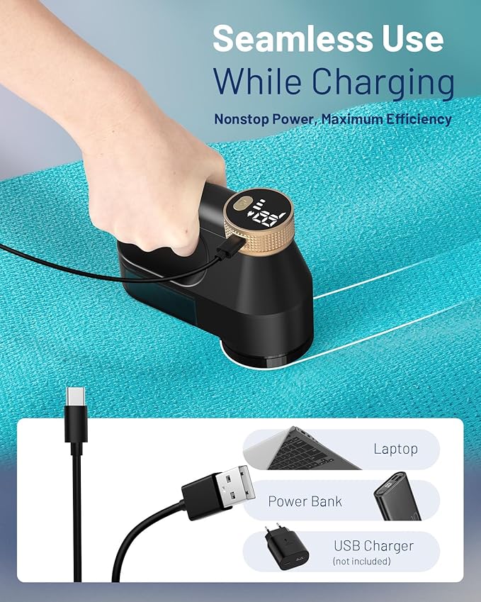 BEAUTURAL Fabric Shaver, Rechargeable Lint Remover, Electric Portable Sweater