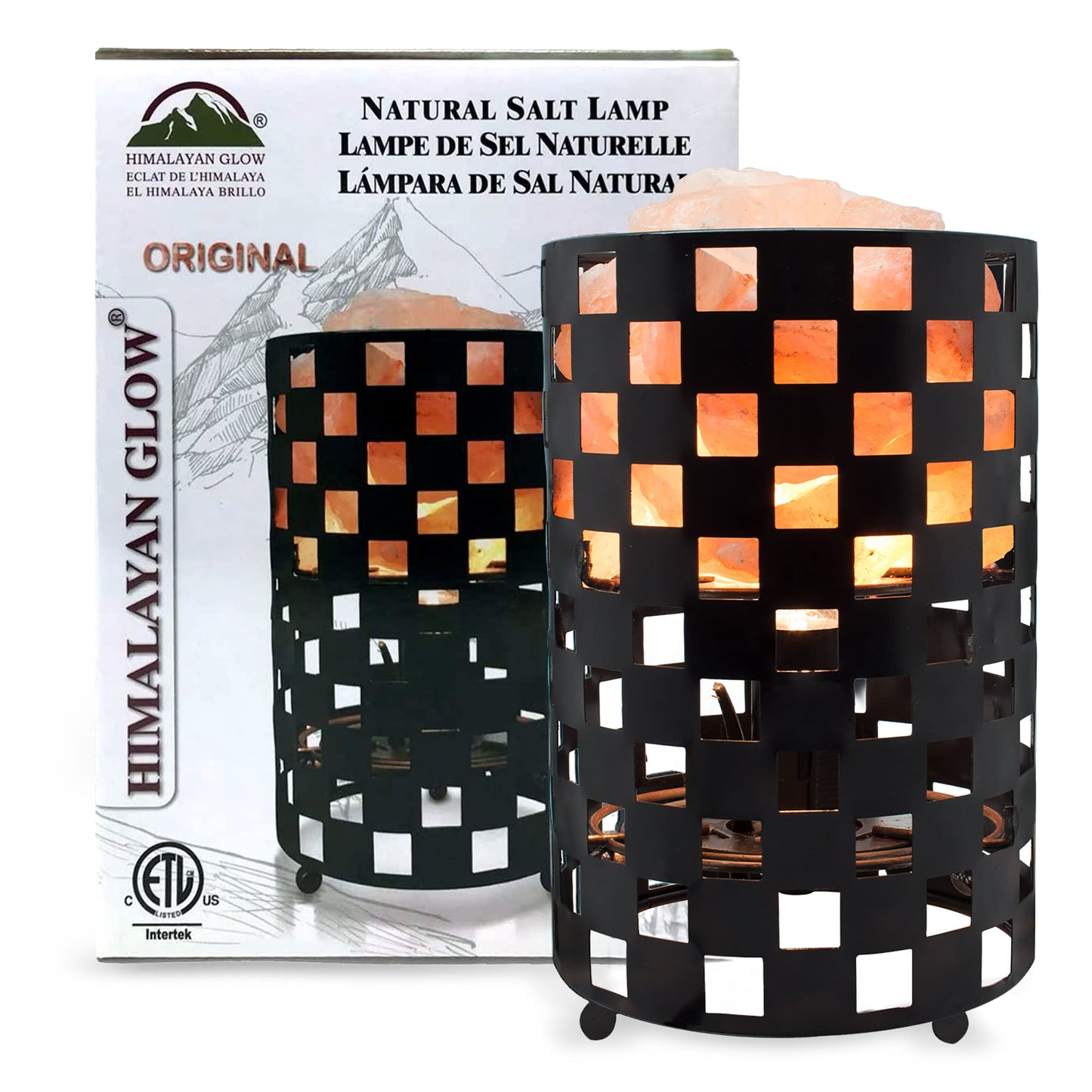 Himalayan Glow Projective Style Metal Basket Night Light with Pink Chunks, Bulb,(ETL Certified) Dimmer Switch,Calming & Relaxing Salt Lamp, Pink Salt Chunks