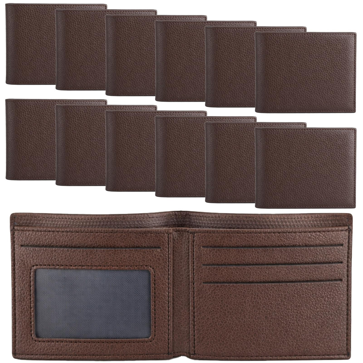 Kegeeei 12 Pcs Leather Bifold Wallets For Men, Bulk Mens Wallet For DIY Engraving, PU Leather Personalized Gift Wallets, 4.53x3.54 Inch, Brown