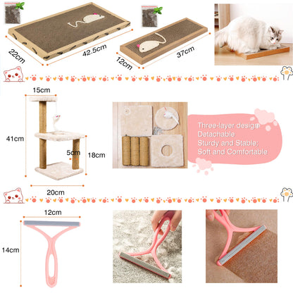 Kitten Starter Supplies Starter Kit, 20 pcs of Cat Essentials and Stuff, Including Cat Bed, Carrier, Litter Mat, Litter Box, Collar, Bowls,and Others, Perfect Choice for New Cat Owner - Pink