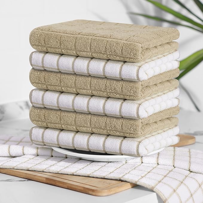Homaxy Premium Cotton Kitchen Towels 16"x 28", Large Natural Ring Spun 390 GSM