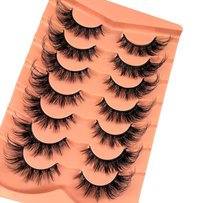 False Eyelashes Strip Lashes Wispy Yasnai Cat Eye Lash Fake Eyelash Natural Look Volume 18mm Mink Fluffy Fox Eyelashes 7 Pairs Pack 9D