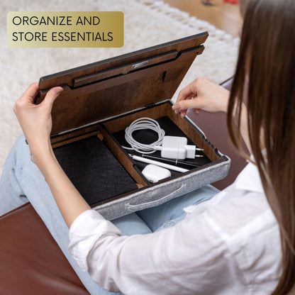 Vigo Wood Lap Desk for Laptop - Laptop Tray with Cushion, Portable Lap Desk for Lap, Adjustable Lapdesk, Couch Lap top Table for Work, Ergonomic Lap top Stand for Bed