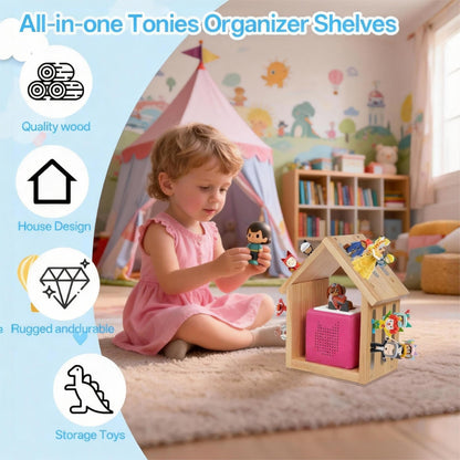 WAKCCIL for Tonies Shelf Magnetic Wall-Mount/Desktop House-Shaped Floating Storage Shelf, Wooden Display Organizer for Tonies Storage, Figure Organizer Rack for 12-40 Figurines Collection