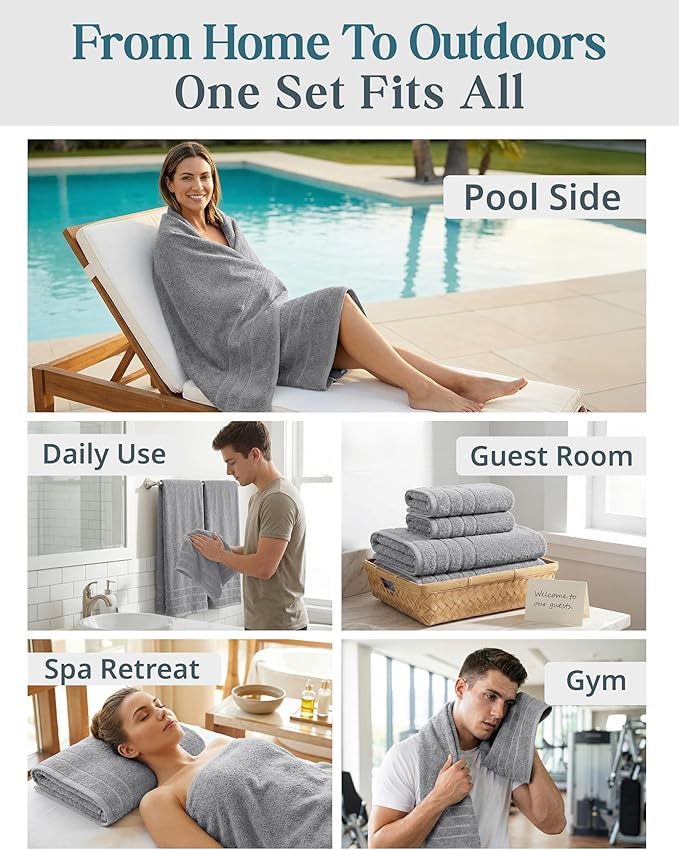 Casa Platino Premium Cotton Bath Towel Set 8 Pcs