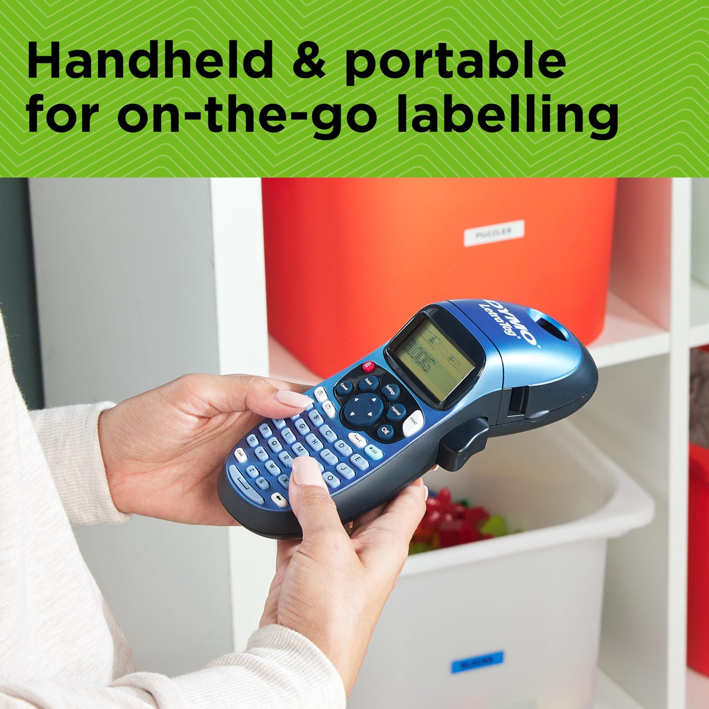 Dymo LetraTag LT-100H Handheld Label Maker | ABC Keyboard Label Printer with Easy-to-Use, 13 Character LCD Screen | for Home or Office | Blue