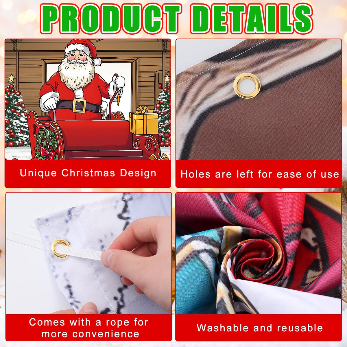 Tingjoo 7 x 16 ft Christmas Garage Door Cover Banner Christmas Garage Door Decorations African American Large Holiday Decorations Banner for Xmas Winter party (Reindeer Barn)