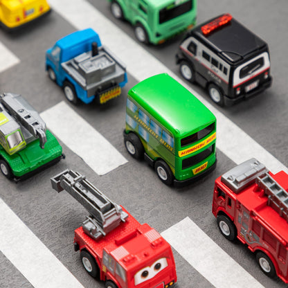 JOYIN 18 Piece Pull Back City Cars and Trucks Toy Vehicles Set Model Car, Friction Powered Die-Cast Cars for Toddlers, Boys, and Girls’ Educational Play