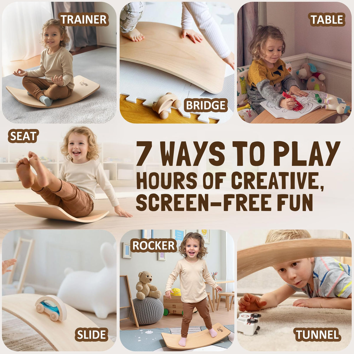 NUTTY TOYS Montessori Wooden Wobble Board for Kids & Adults - 100% Natural Wood Balance Board, Toddler Balancing Toy, Unique Boy & Girl Open Ended Toy, Best Christmas Stocking Stuffer Gifts Idea 2026