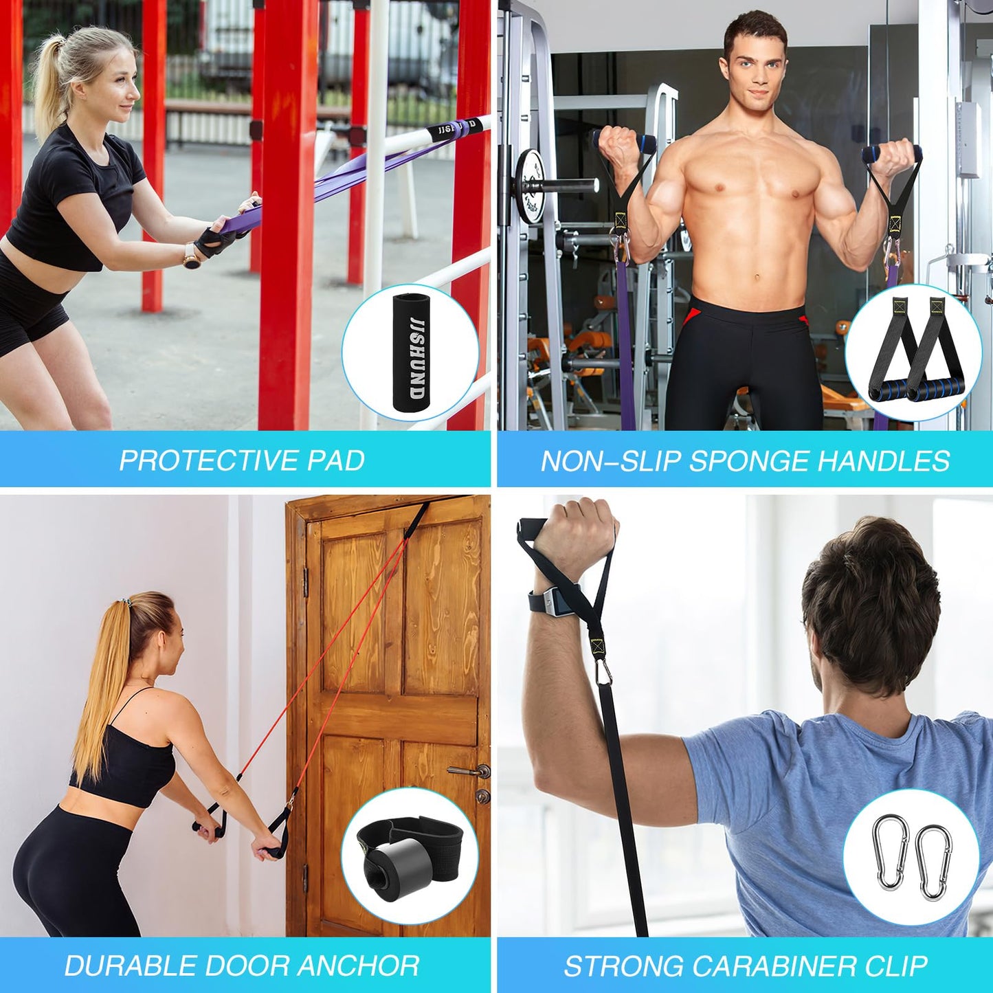 Resistance Bands Set, 4 Levels Exercise Bands Pull Up Bands for Men Women, Pull Up Assistance Bands for Strength Training, Pilates, Yoga, Muscle Toning, Body Stretching