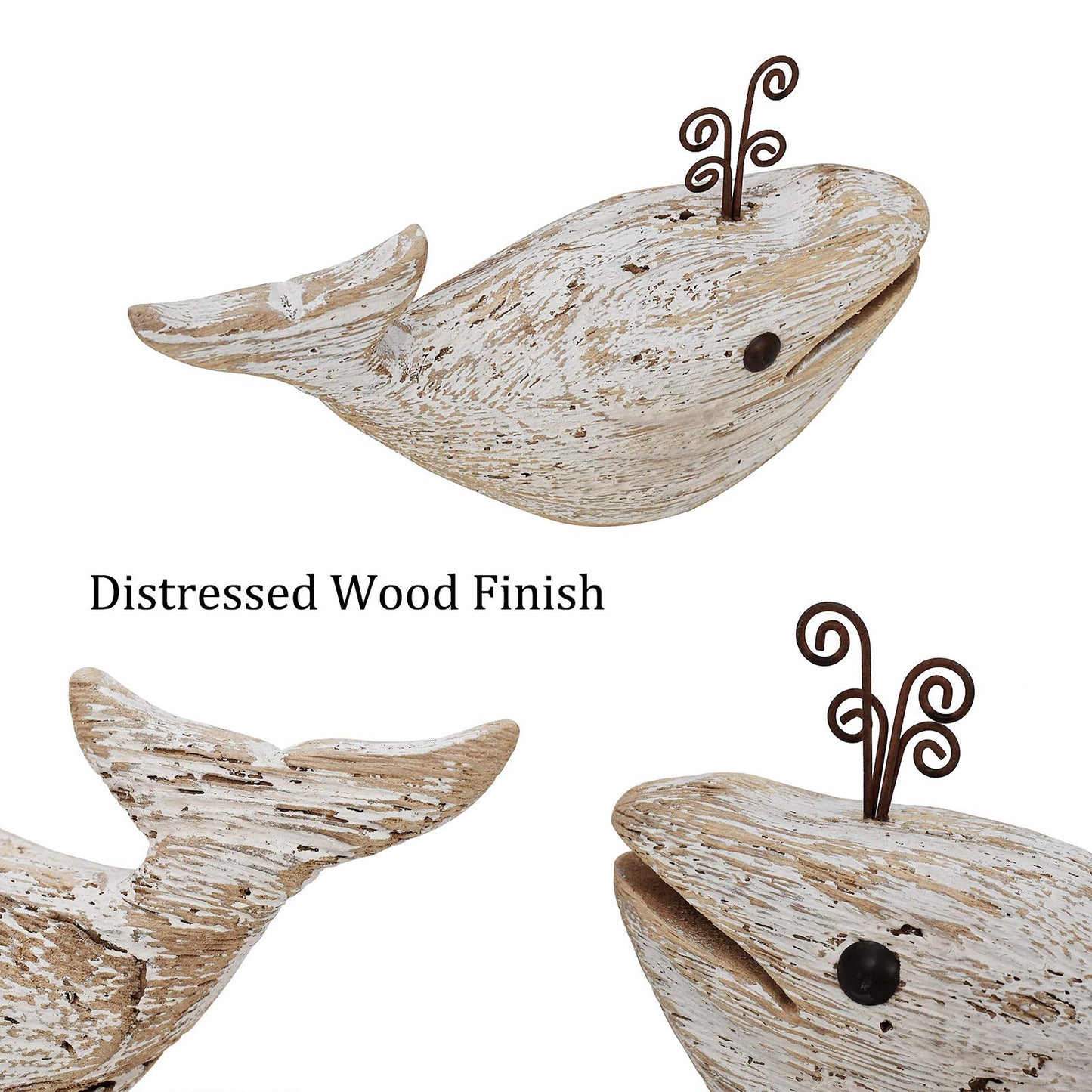 Morning View Whale Decor Tabletop Nautical Decor Wood Whale Sculpture Rustic Whale Statue Carved Figurine Coastal Home Beach House Decor Ocean Mediterranean for Shelf Bathroom 4.72 Inch Tall