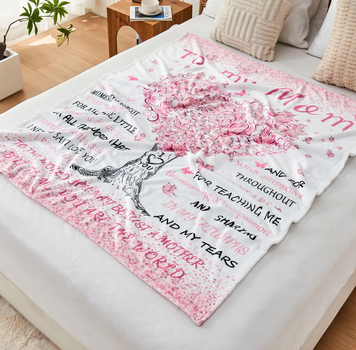 HUBSERUG Mothers Day Blanket Gifts for Mom, Mom Birthday Gifts from Daughter Son, Mothers Gift for Christmas Valentine's Day Thanksgiving Day, Moms Birthday Gift Ideas Flannel Throw Blanket 60" X 50"