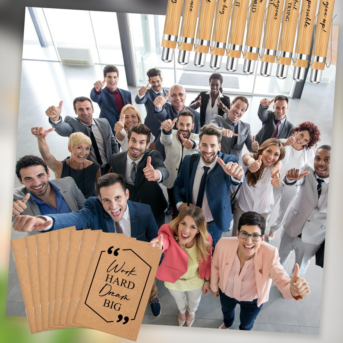 Fulmoon 60 Pcs Motivational Pens Inspirational Notebooks Gifts Bulk Inspirational Ballpoint Pen Small Note Pads Appreciation Gifts for Employee Volunteer Teachers Student Grad Party Favor (Brown)