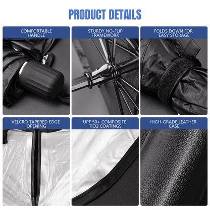 Sedan SUV Car Sun Shade for Windshield UV Rays and Heat Sun Visor Protector, Foldable Windshield Sun Shade Umbrella,Keep Car Cool,Easy to Use/Store,57''x 30''