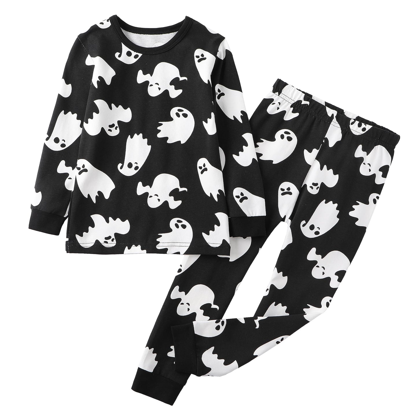Owlivia Christmas Halloween Pajamas For Family, Organic Cotton Holiday Pjs Matching Sets(2-Piece Toddlers, 12-18 Months, Halloween Ghosts)