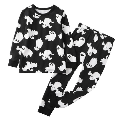 Owlivia Christmas Halloween Pajamas For Family, Organic Cotton Holiday Pjs Matching Sets(2-Piece Toddlers, 12-18 Months, Halloween Ghosts)