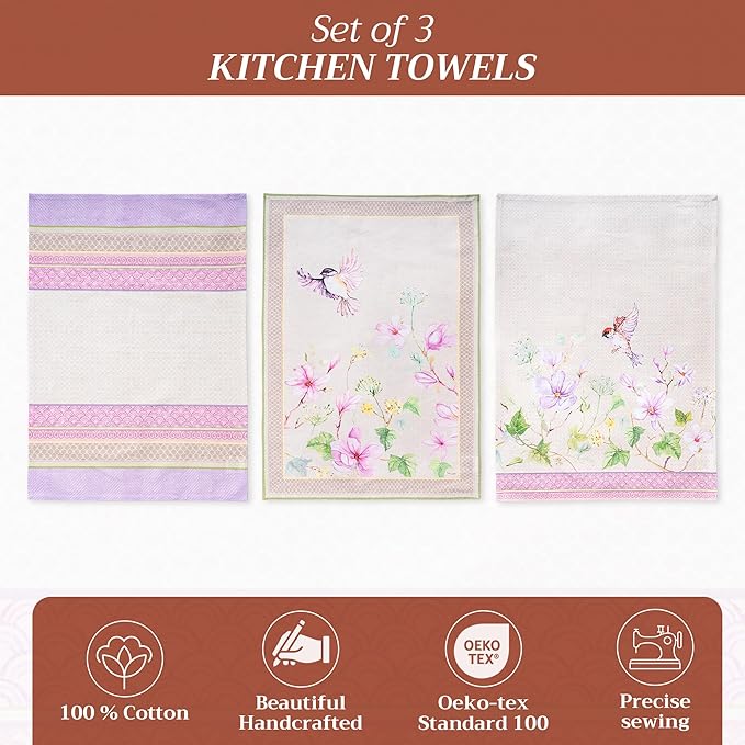 Maison d' Hermine Kitchen Towels Set of 3 100% Cotton 27.50" x 20" Reusable
