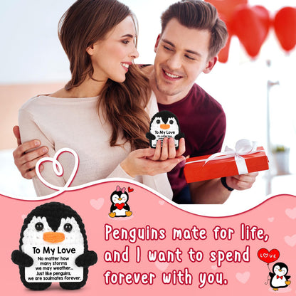 Positive Crochet Penguin, Mini Funny Brithday Galentines Valentines Gifts for Women Men Teens Boys Girls, Inspirational Appreciation Gifts for Coworker Friend Sister Her Him, Emotional Positive Decor