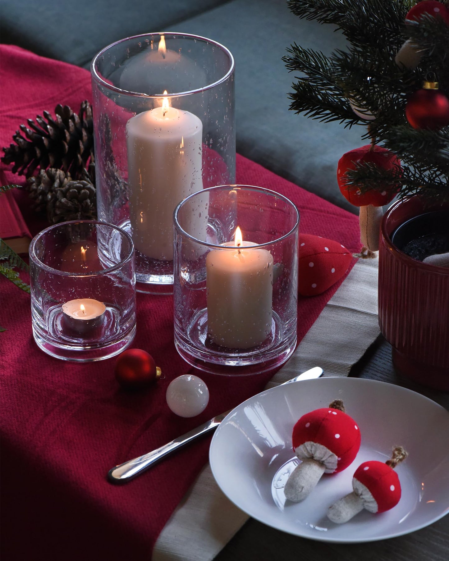 ARIAMOTION Glass Candle Holders Set, 3 Sizes 8" 5" 3.5" Height