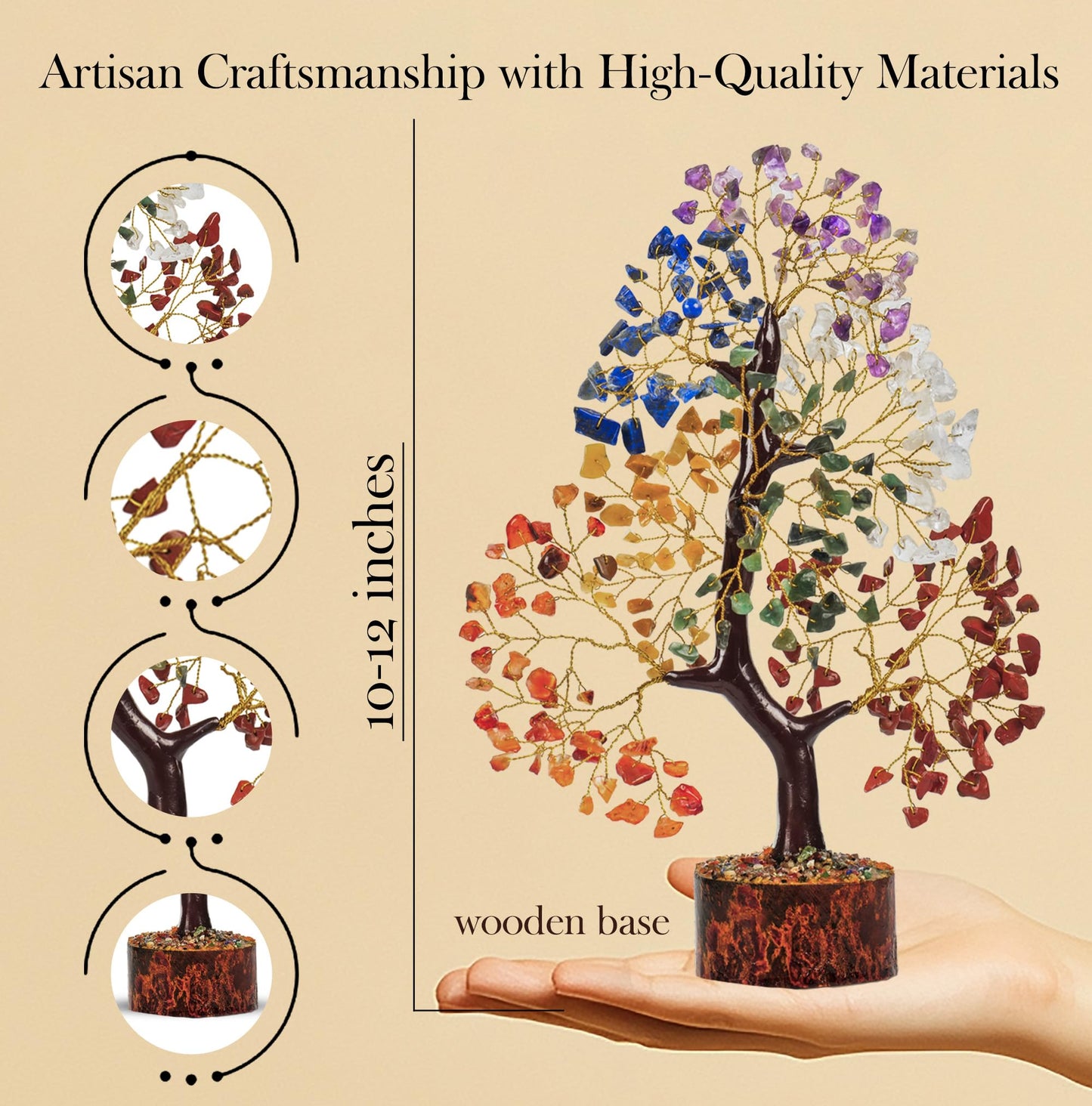 PYOR 7 Chakra Tree of Life Crystal Tree - Seven Chakra Healing Crystals & Stones for Chakra Balancing | Meditation | Reiki | Yoga Decor | Spiritual Gift | Gift for Woman