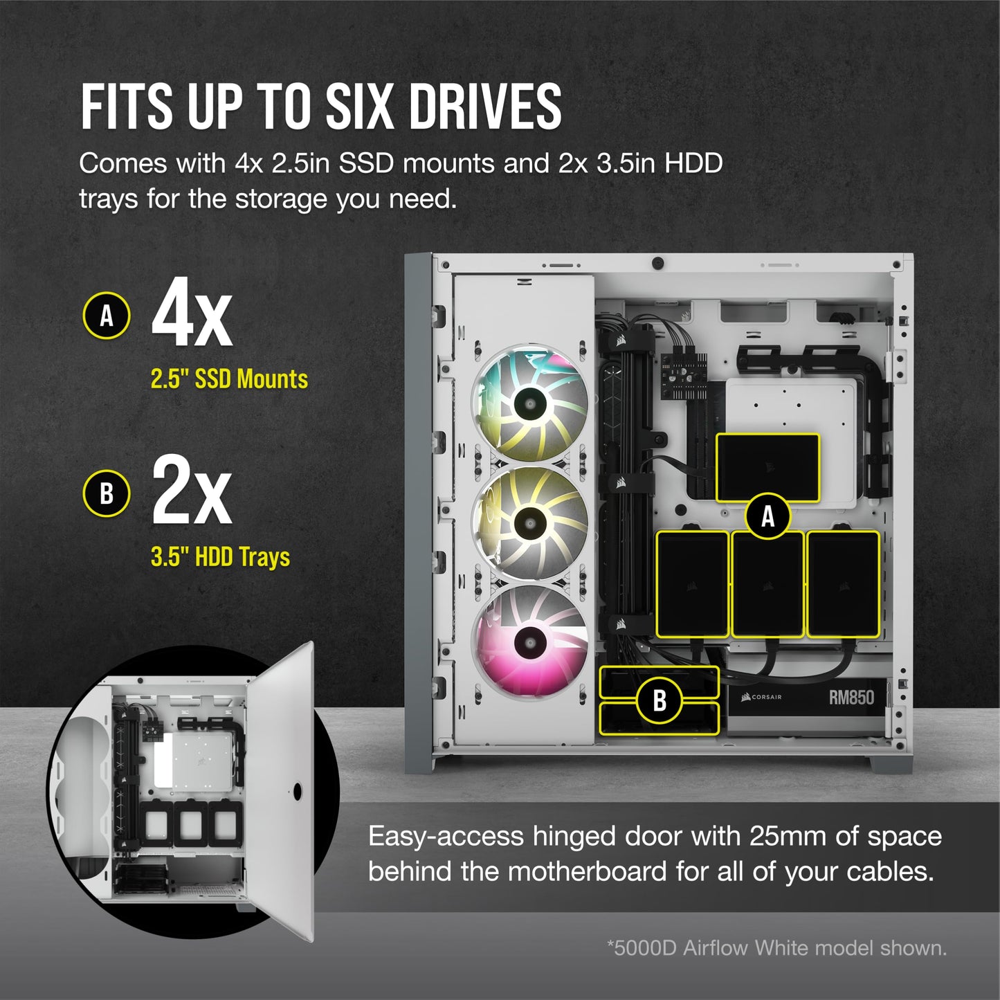 Corsair 5000D Airflow Tempered Glass Mid-Tower ATX Case (High-Airflow Front Panel, Corsair RapidRoute Cable Management System, Two Included 120mm Fans, Motherboard Tray with Fan Mounts) Black