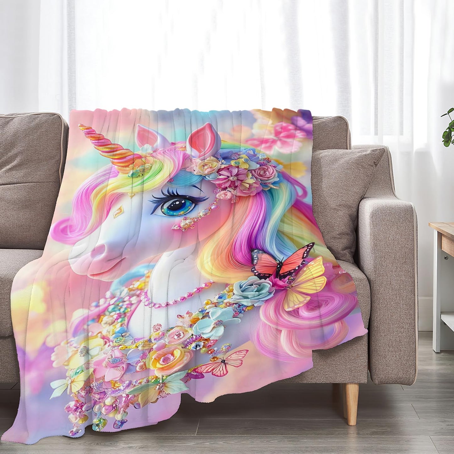 Tijuboni Pink Unicorn Throw Blanket Unicorn Gifts for Girls Women Boys Men Kids Adults Soft Flannel Fleece Blanket for Couch Sofa Bed Home Decor 40"x50"