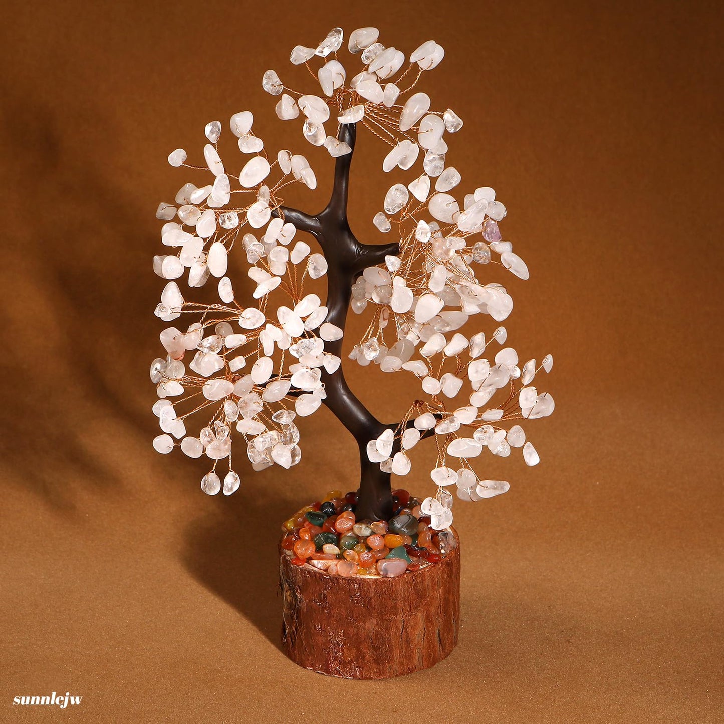 Sunnlejw Clear Quartz Crystal Tree of Life for Home, Office, and Desk Decor，Handmade Bonsai for Clearity, Healing Crystals Money Tree，Perfect Concentration Gifts for Mom and Sister Friend