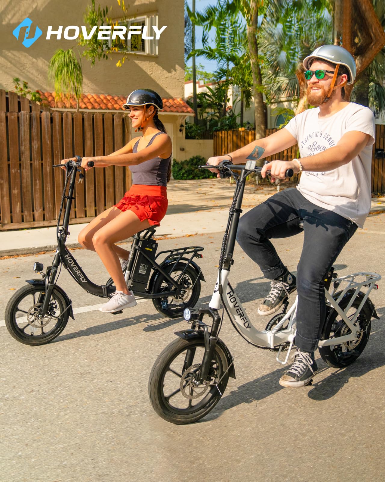 Hoverfly H3 16" Electric Bike, Max 28Miles Range(Pedal-Assist) & Speed 15.5 Mph Power by 500W Peak Motor, Folding E-Bike with Removable Battery, Front Suspension, Commuter Electric Bicycle Adults