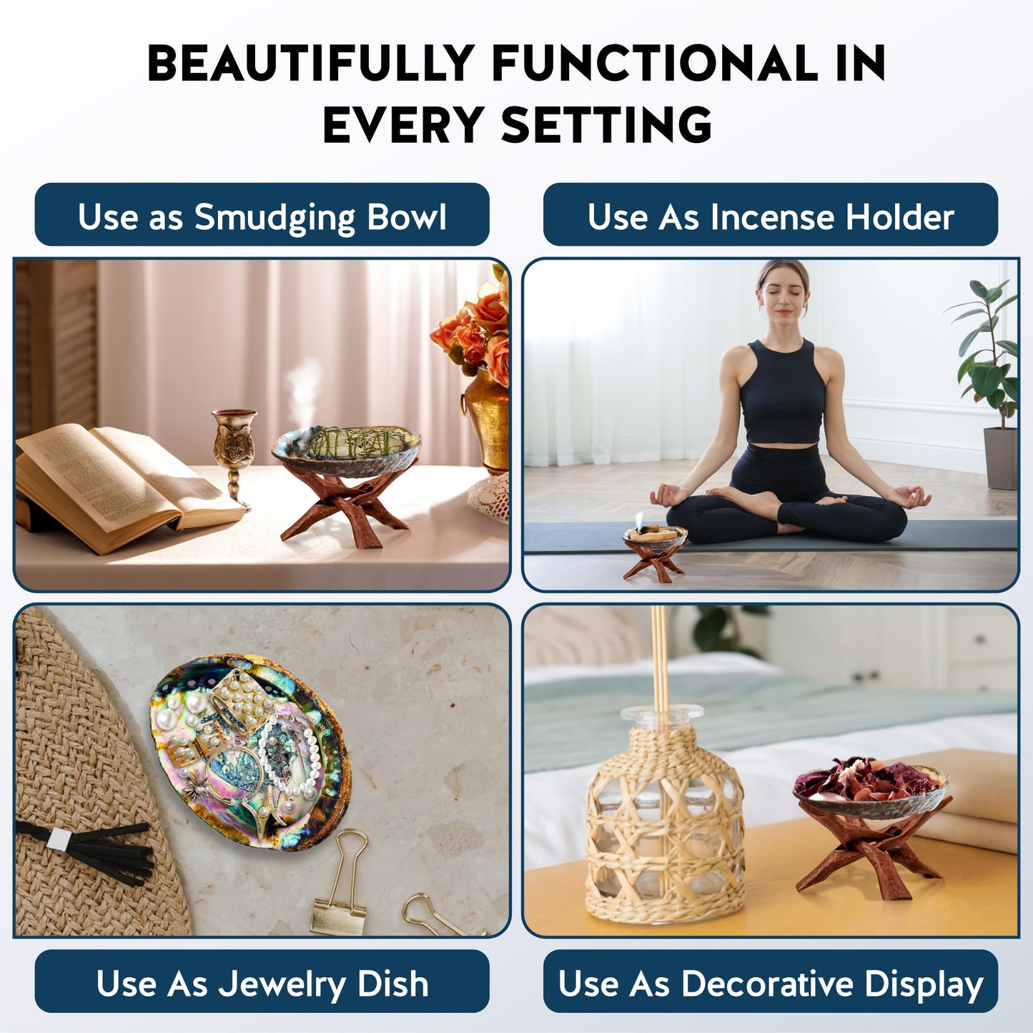 Alternative Imagination Hand Selected Abalone Shell - 6 Inches or Larger - Polished Mother-of-Pearl Interior - Flame-Proof Dish for Incense, Smudge Sticks, Trinkets, Crystal Display & Home Decor