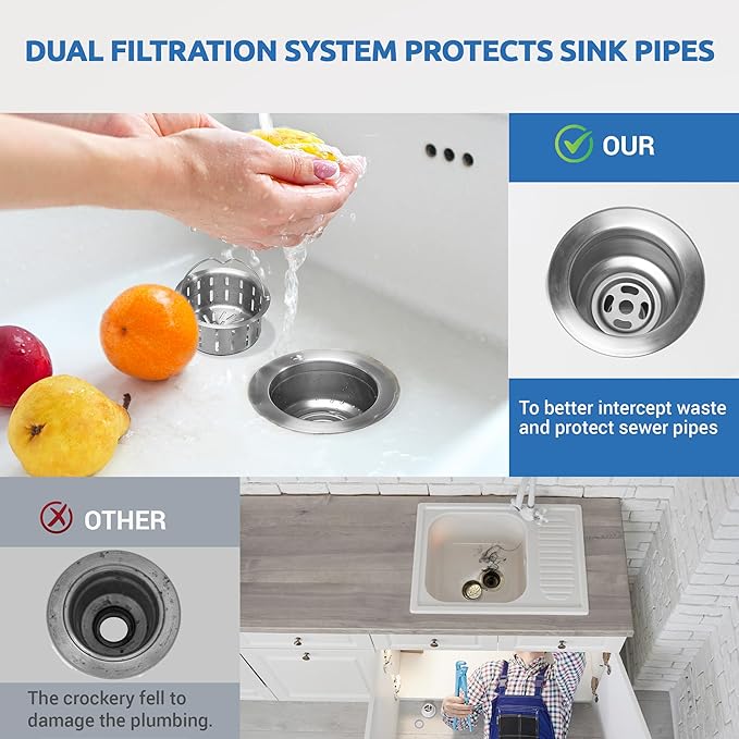 BOTEMY Stainless Steel Sink Drain Strainer 3-1/2 Inch Kitchen Sink Drain