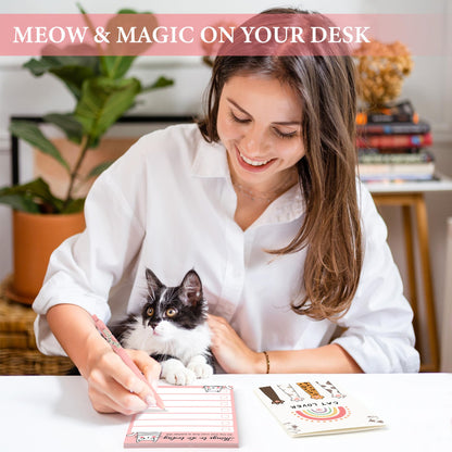 Verouis Cat Mom Gifts for Women Unique Cat Themed Gift for Cats Lovers Gifts for Women Funny Cats Accessories for Woman - Kitty Paw Socks Keychain Pen Candle Cup Sticky Notes Makeup Bag Card