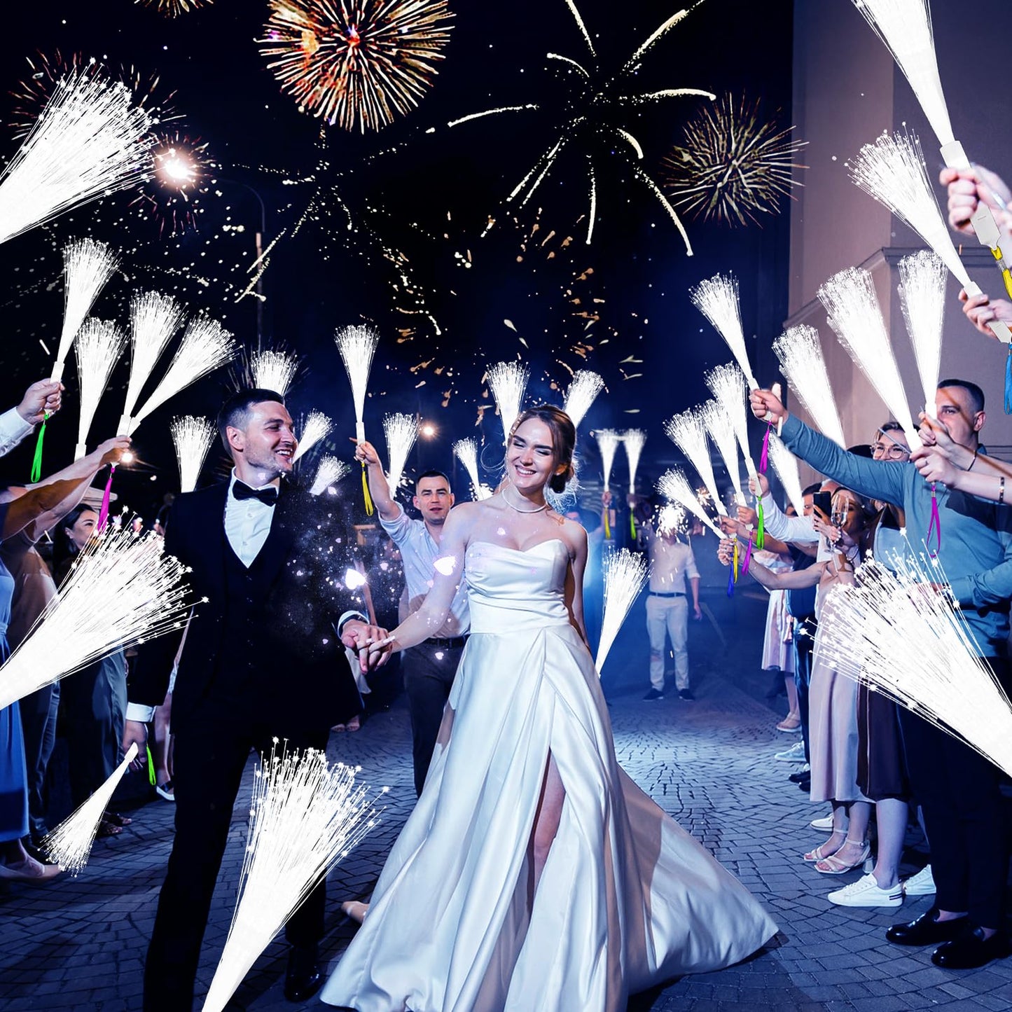 150 PCS White Fiber Optic Sticks, Glow Wands & Light Up Wands for Kids, Fiber Optic Wand with 3 Light Modes, Glow in The Dark Party Supplies, Wedding Party Supplies, for Wedding, New Year, Birthday
