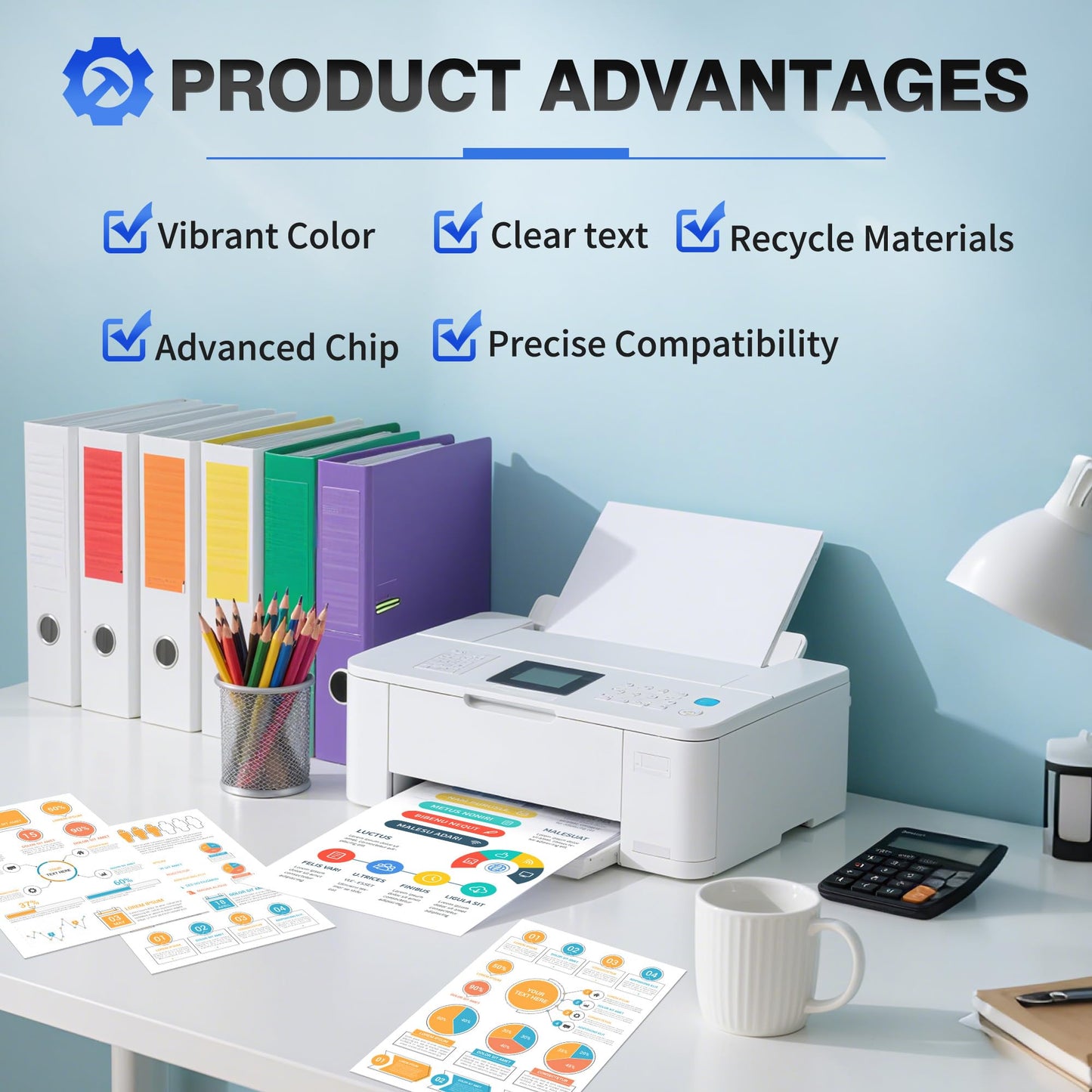 738 738XL Ink Cartridge 4-Pack with Chip Replacement for HP 738 Ink 498N8A 676M6A 676M7A 676M8A DesignJet T850 Ink - 300ML for DesignJet T850 T950 Wide Format Printer Plotters (4-Pack, BK/C/M/Y)
