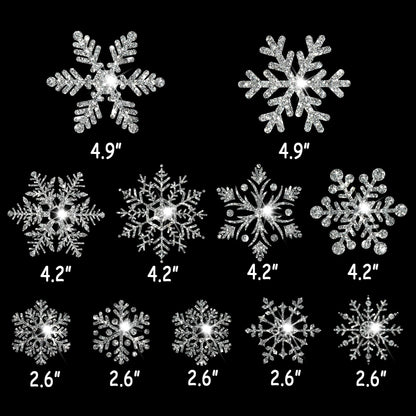 Glitter Snowflake Window Clings, 147PCS Silver Sparkling Christmas Window Clings Winter Wonderland Decorations for Home Christmas Party (Glitter Snowflake)