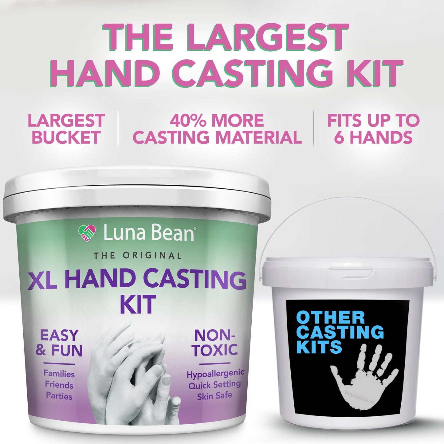 Luna Bean Hand Casting Kit – The Original Hand Mold Kit for Couples – Valentines Day Gifts for Her and Him - Anniversary Engagement Gifts for Women Men Mom Wife Boyfriend Girlfriend Wedding Bridal