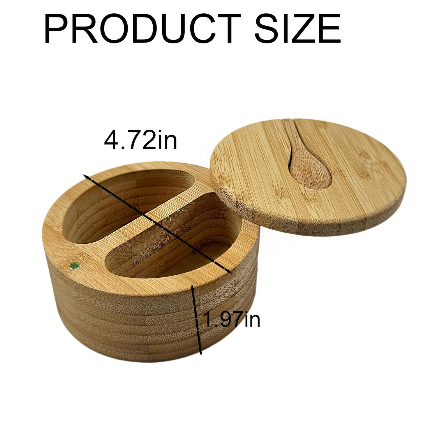 satoaols 2 Compartment Bamboo Salt Cellar with Lid and Spoon Dual Slot Kitchen Salt Holder, Ideal Multi-Purpose Salt Container for Salt and Pepper Storage & Daily Countertop Use
